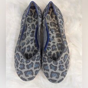 Rothy's Retired Grey Blue Spotted Leopard Ballet Flats Shoes Women’s Size 8.5M